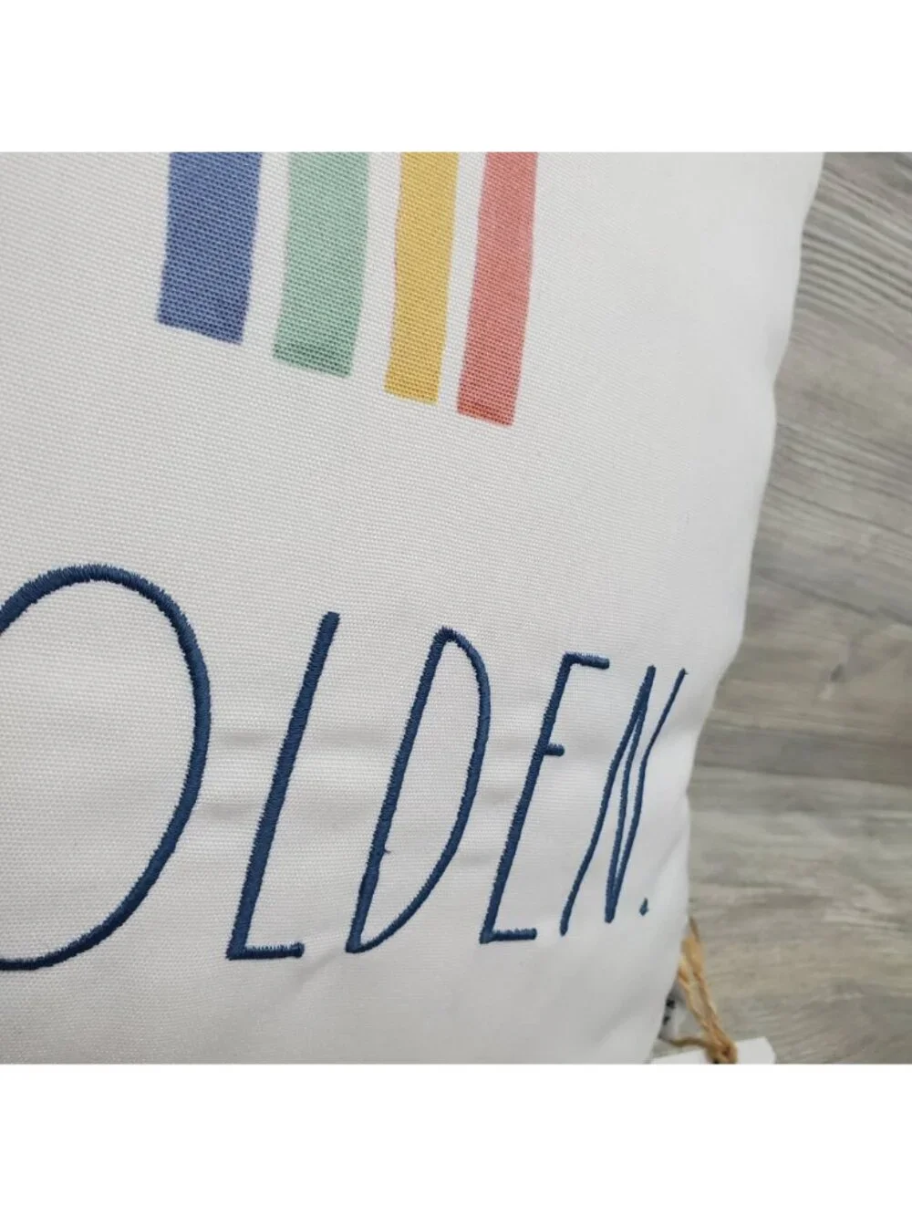 Rae Dunn Stay Golden rainbow boho square throw pillow